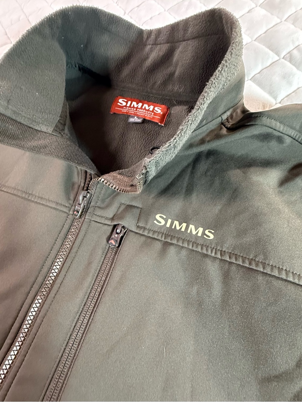 Simms Men's Rogue Fleece Full Zip Softshell Jacket Green Size Large L